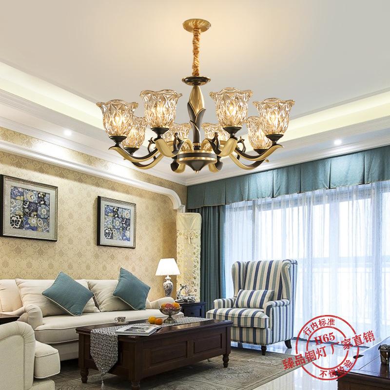 欧式吊灯全铜水晶灯美式客厅灯具简约现代大气奢华卧室餐厅灯家用