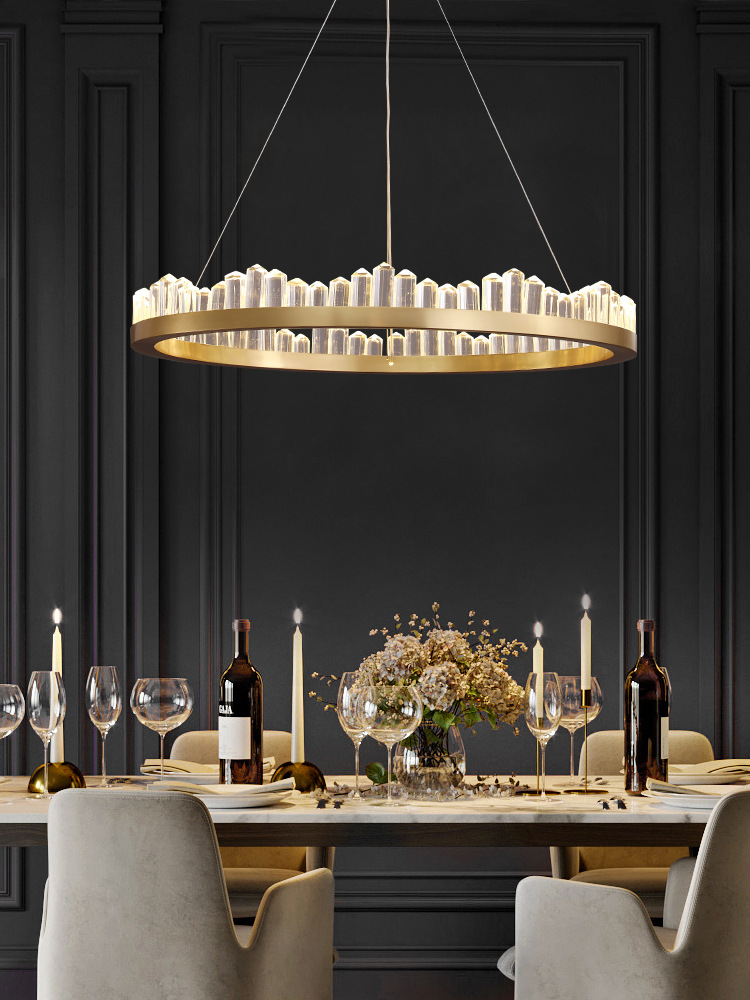 全铜后现代轻奢水晶餐厅吊灯创意个性卧室灯简约北欧灯具