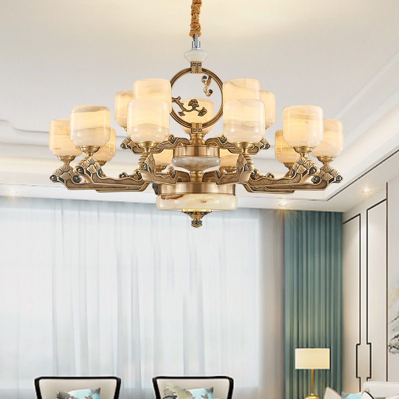 新中式全铜现代轻奢客厅吊灯中国风古典简约大气卧室书房灯大厅灯