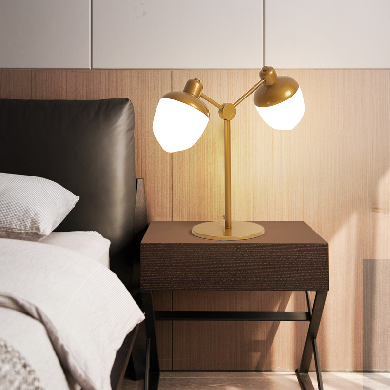 LED后现代创意客厅双头亚克力台灯北欧书房餐厅卧室床头装饰台灯