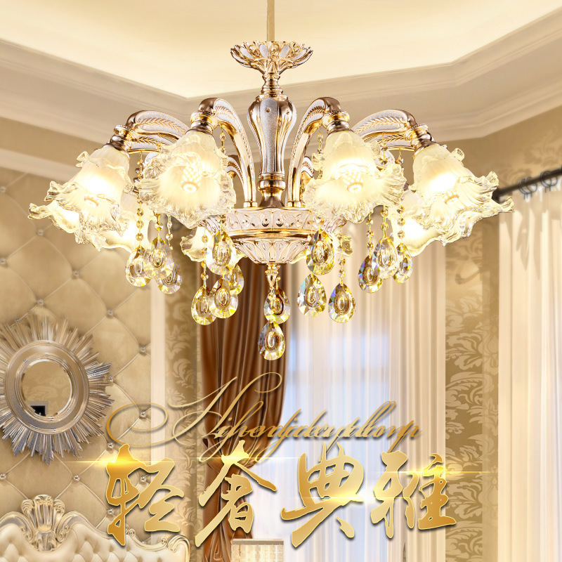 现货欧式水晶客厅吊灯大气温馨餐厅卧室灯 复式楼玻璃led灯饰灯具