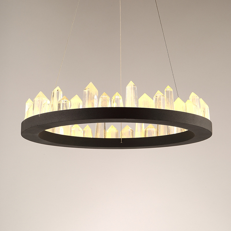 新款后现代创意水晶客厅吊灯 个性简约LED圆形卧室餐厅家居灯饰