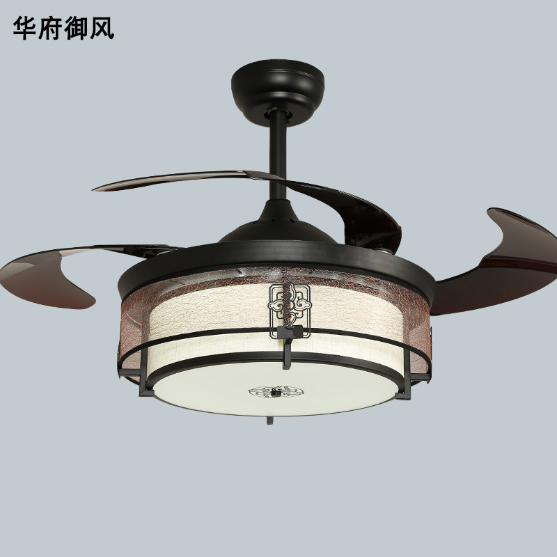 中式复古隐形风扇灯客厅卧室餐厅吊扇灯变频led隐形电风扇吊灯