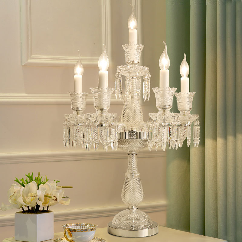 欧式餐桌水晶台灯轻奢客厅金色落地灯创意卧室床头巴卡拉水晶灯具