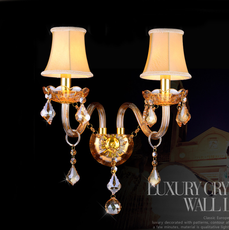 欧式蜡烛水晶壁灯床头灯壁灯卧室婚房创意壁灯玻璃楼梯走廊墙壁灯