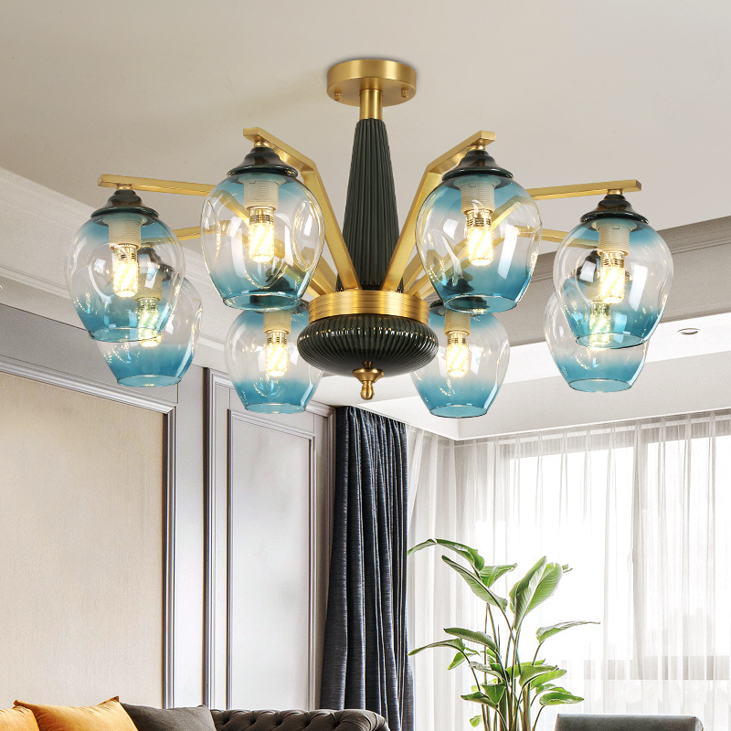 美式吊灯全铜客厅灯简约现代大气家用欧式卧室灯餐厅灯复式楼灯具