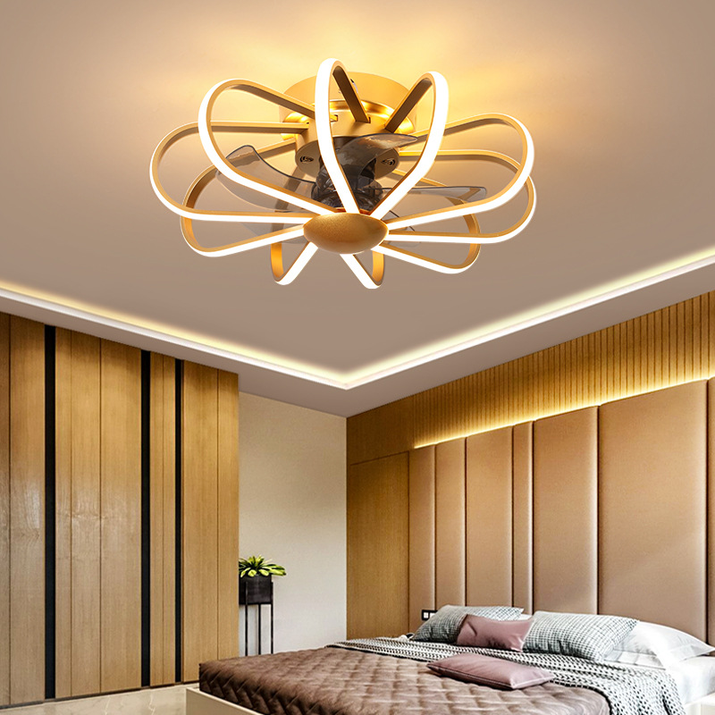 灯具新创意餐厅风扇灯吊扇灯客厅卧室一体北欧隐形led风扇灯