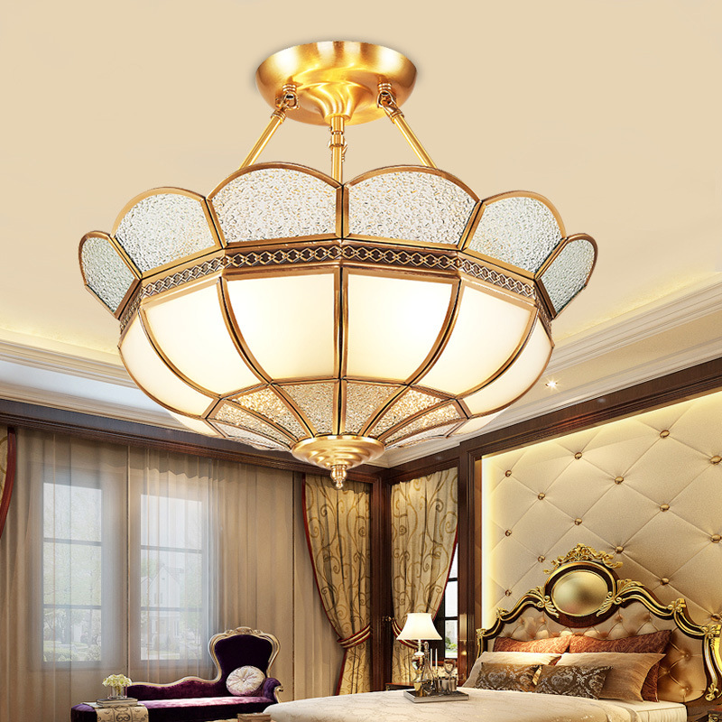 欧式吸顶灯客厅灯具现代简约卧室灯创意个性花形餐厅书房全铜灯饰
