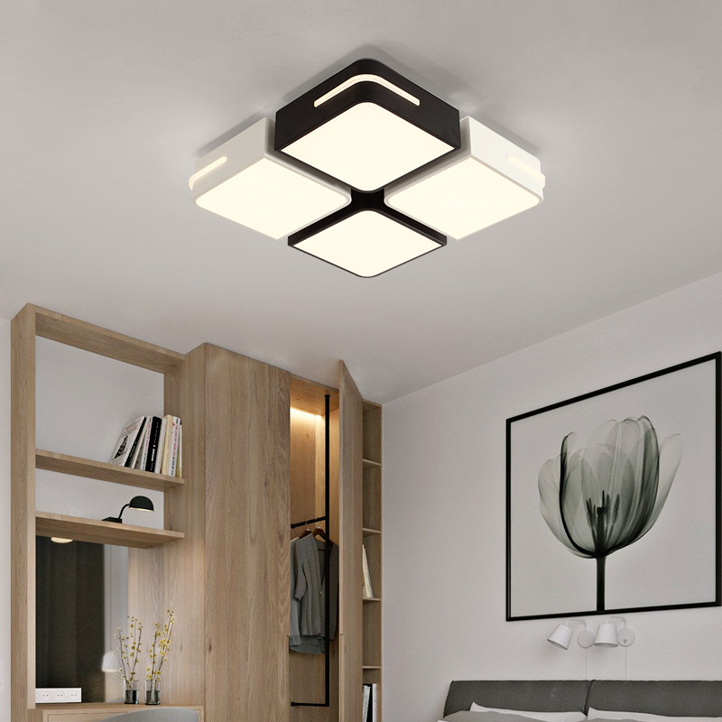 LED铁艺吸顶灯现代简约创意黑白款客厅灯卧室灯书房卧室厅书房灯