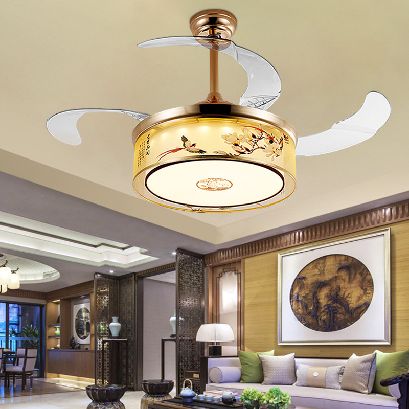 隐形风扇吊灯 吊扇灯遥控变频电扇灯餐厅家用简约现代卧室客厅