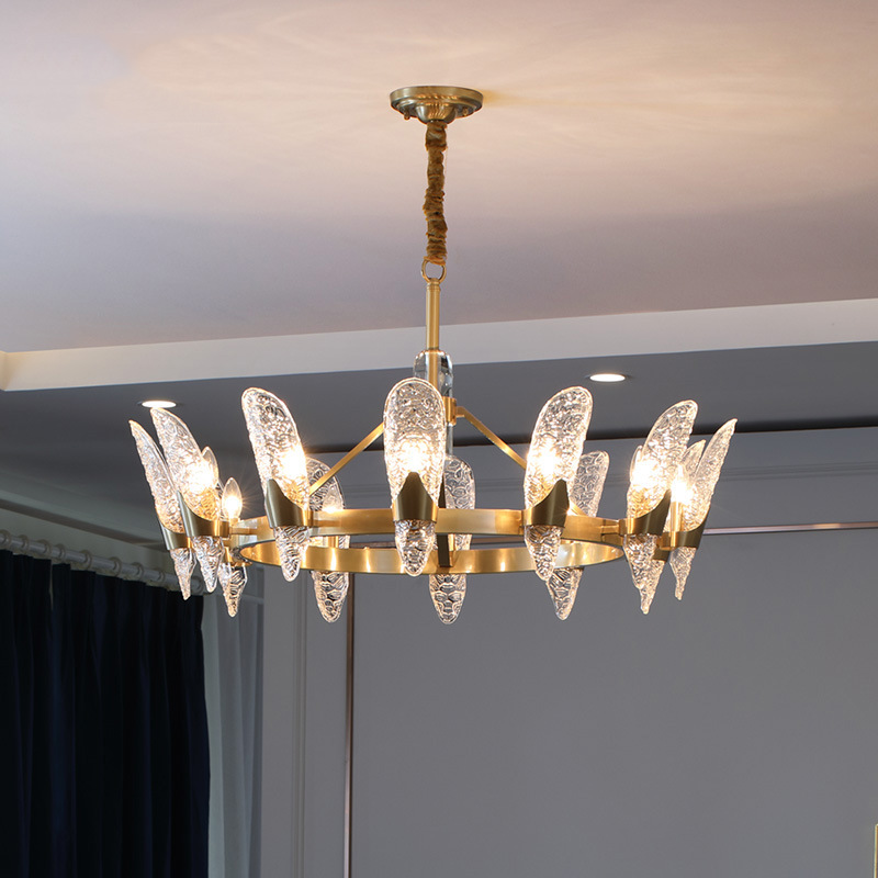轻奢后现代水晶吊灯北欧客厅灯大气餐厅灯饰美式全铜卧室别墅灯具