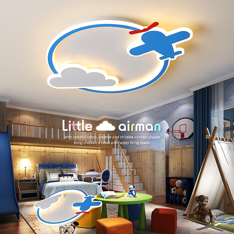 儿童智能创意吸顶灯男孩北欧简约可爱飞机云朵卧室灯幼儿园卡通灯