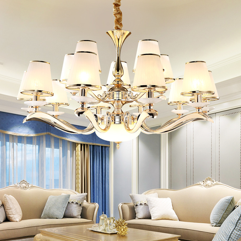 新款欧式吊灯奢华大气现代客厅吊灯餐厅卧室楼梯锌合金简欧蜡烛灯