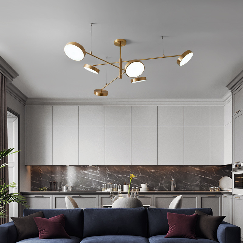 全铜北欧客厅吊灯餐厅后现代简约卧室个性创意设计极简可转动灯头