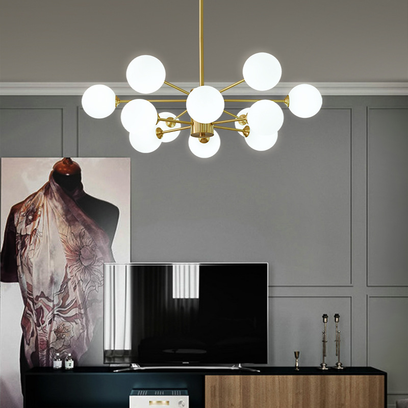 轻奢全铜吊灯北欧客厅现代简约轻奢风格创意餐厅卧室网红魔豆灯具