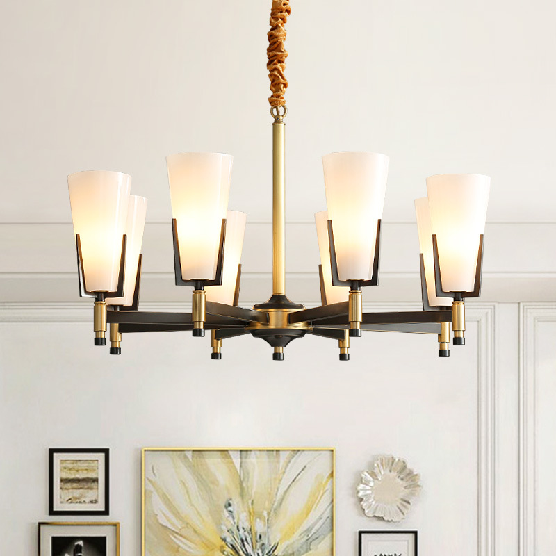 美式全铜吊灯大气客厅灯餐厅灯简约书房卧室创意个性艺术全铜灯具