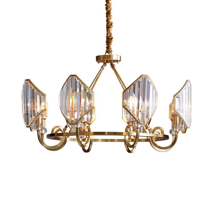 轻奢水晶吊灯全铜北欧现代简约大气客厅灯餐厅卧室创意网红灯具