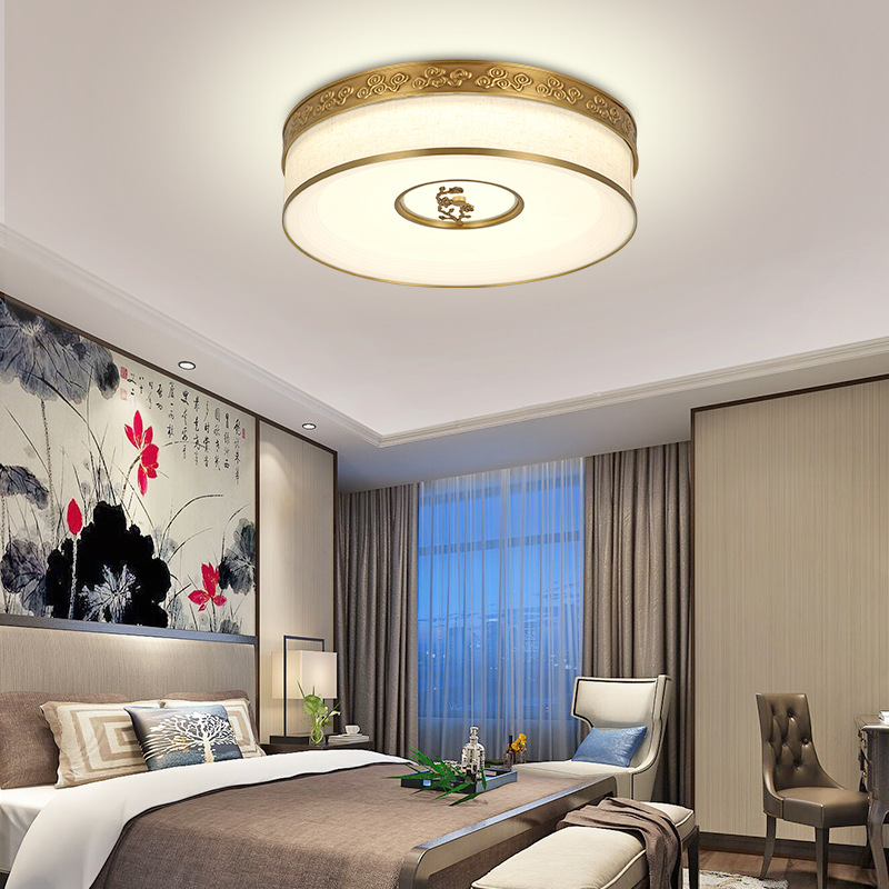 新中式全铜吸顶灯阳台卧室灯客厅灯简约现代亚克力灯罩灯具灯饰