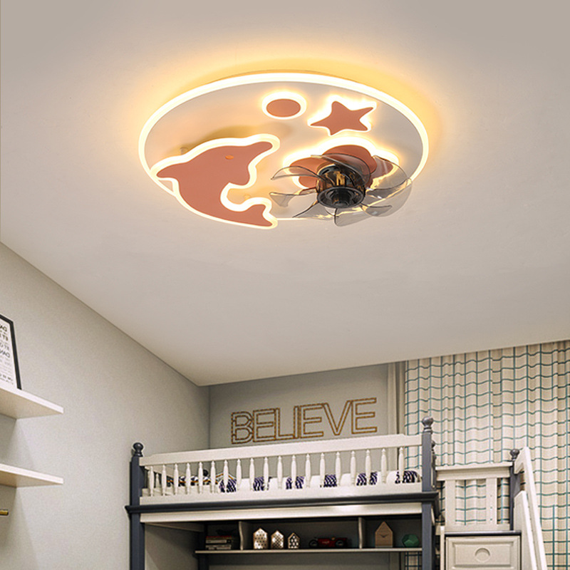 北欧简约创意吸顶式风扇灯卧室餐厅书房个性超薄电LED风扇吸顶灯