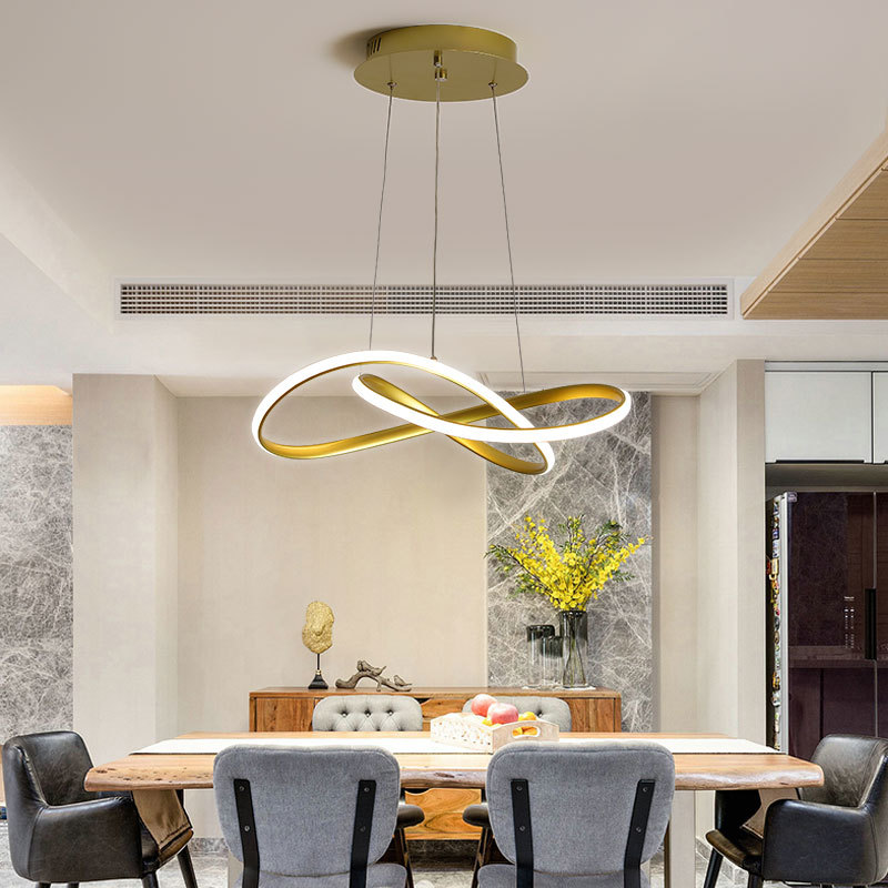 北欧餐厅金色轻创意个性设计师风格led卧室灯后现代异形金色吊灯
