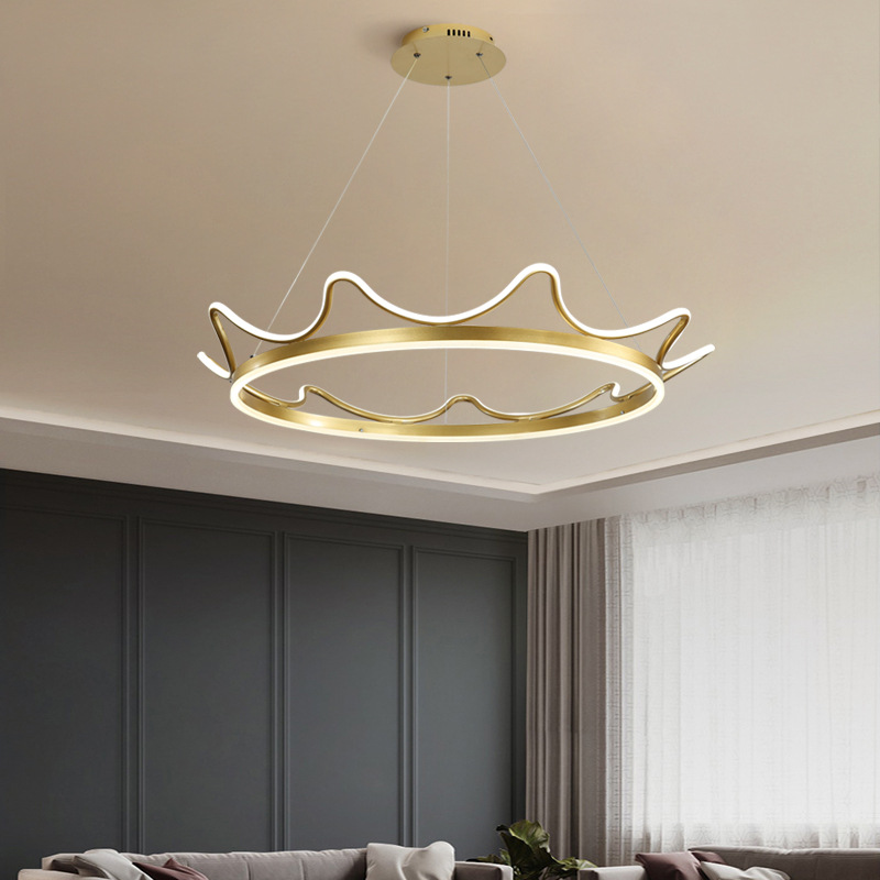 北欧创意金色轻奢LED吊灯卧室餐厅书房简约现代皇冠吊灯
