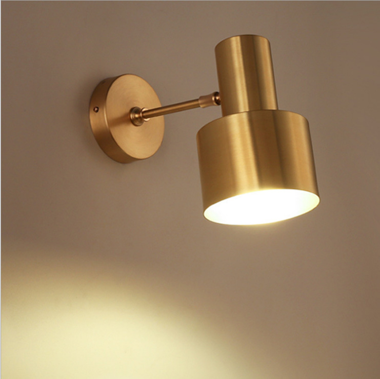 创意款北欧现代简约纯铜壁灯卧室床头阳台卫生间金色镜前LED壁灯