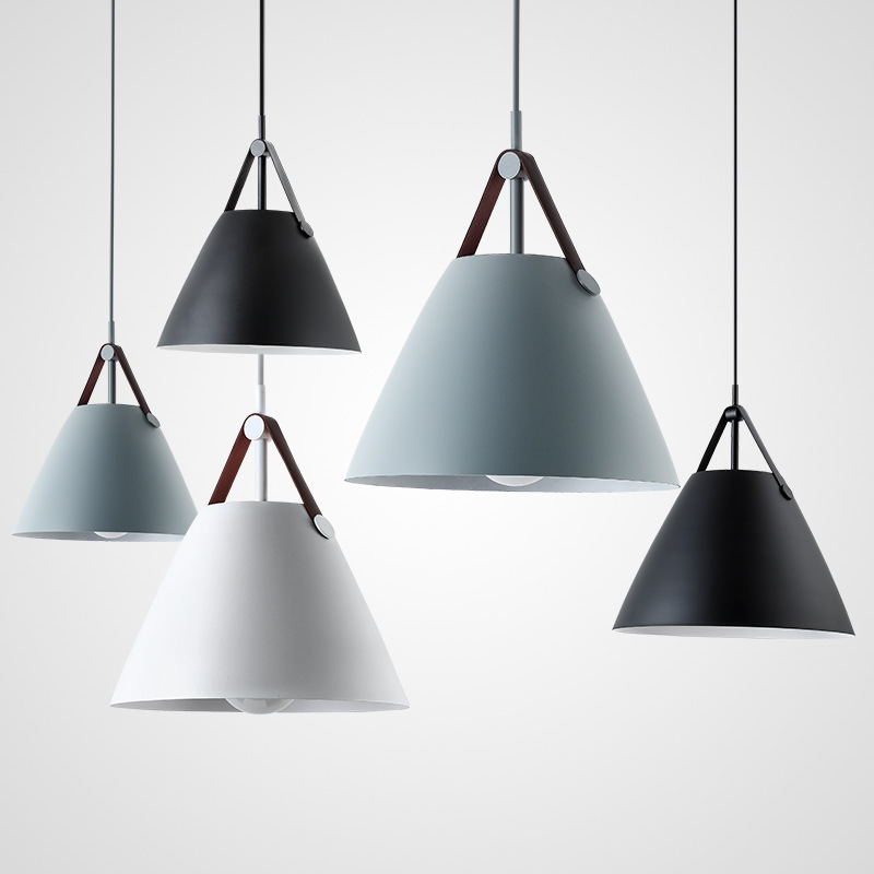 简约铝材个性现代餐厅马卡龙吊灯喇叭三角形皮带床头创意北欧吊灯