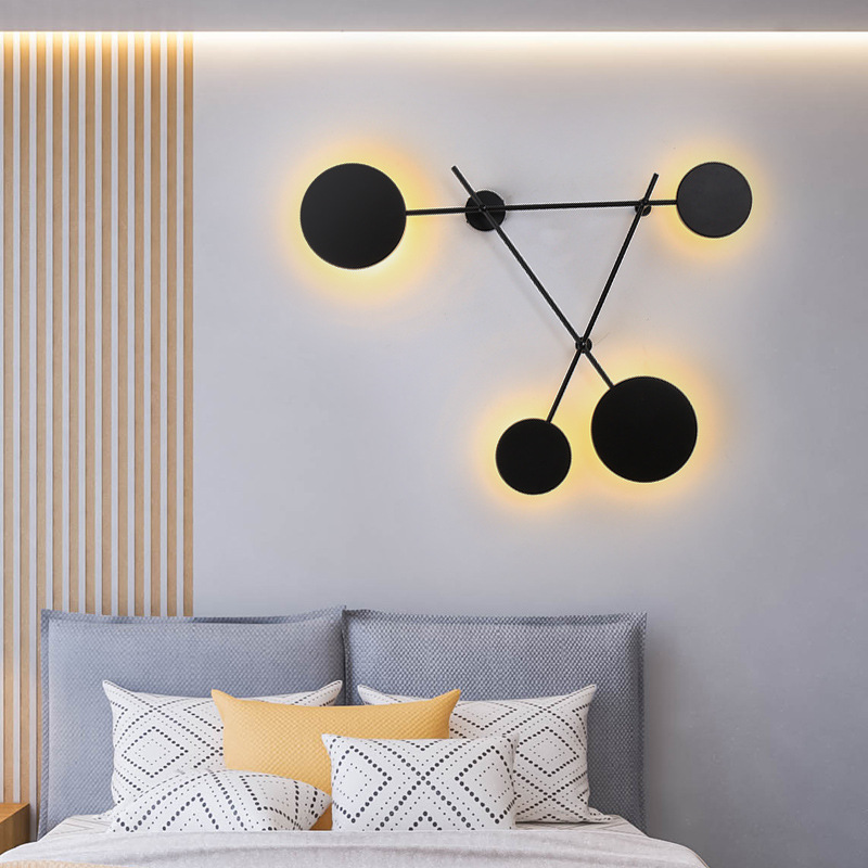 北欧客厅壁灯简约个性创意装饰灯LED圆形楼梯过道灯卧室床头壁灯