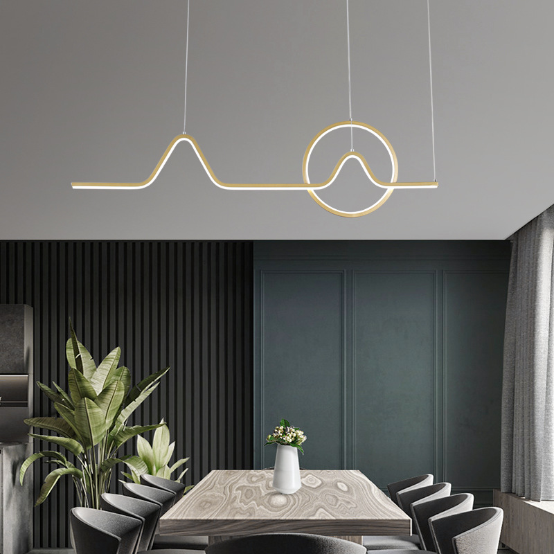led长条餐厅吊灯现代简约北欧灯具创意个性家用轻奢餐桌吧台吊灯