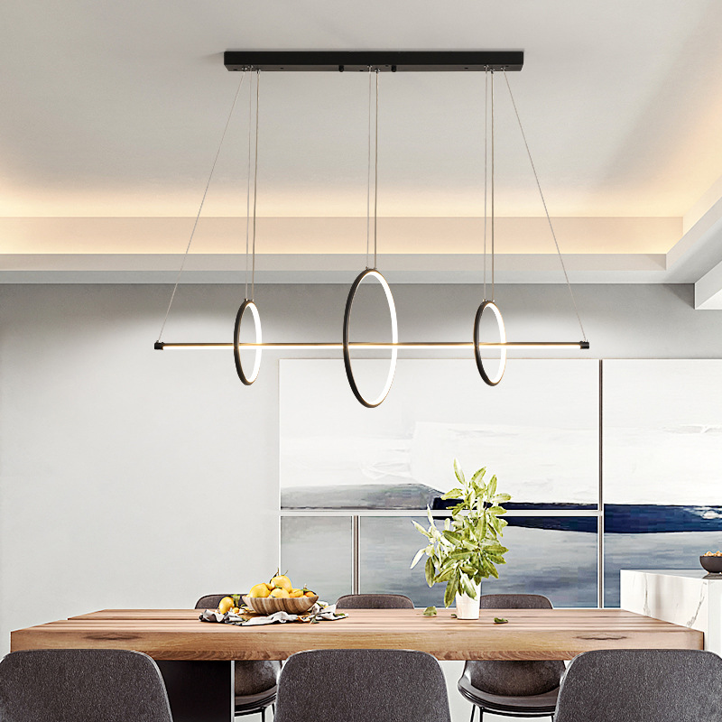 圆圈吊灯现代简约北欧风格灯具创意个性餐桌吧台吊灯led长条吊灯