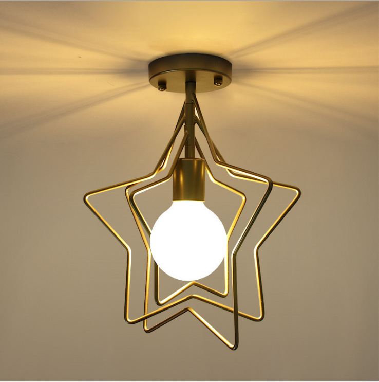 北欧创意五角星吸顶灯过道玄关衣帽间阳台卧室卡通简约LED星星灯
