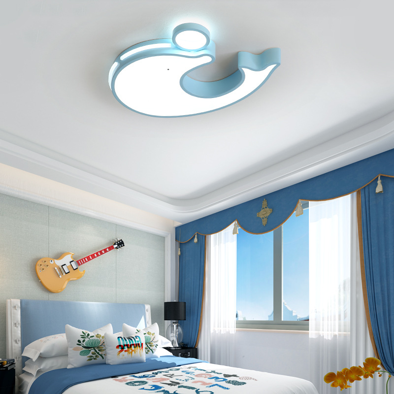 儿童房间灯卡通海豚简约现代LED护眼卧室灯幼儿园男女孩吸顶灯具