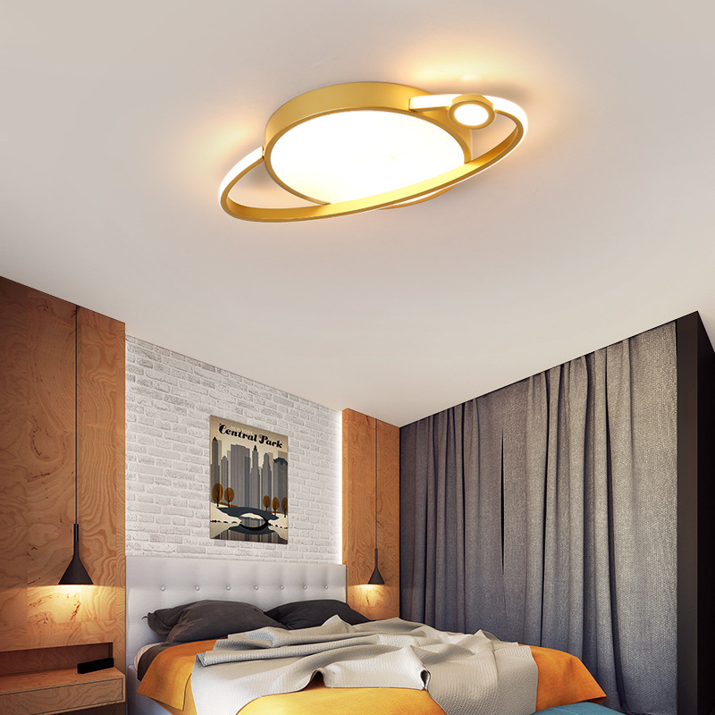 北欧金色卧室灯圆形2020年新款LED吸顶灯房间灯简约现代创意灯具
