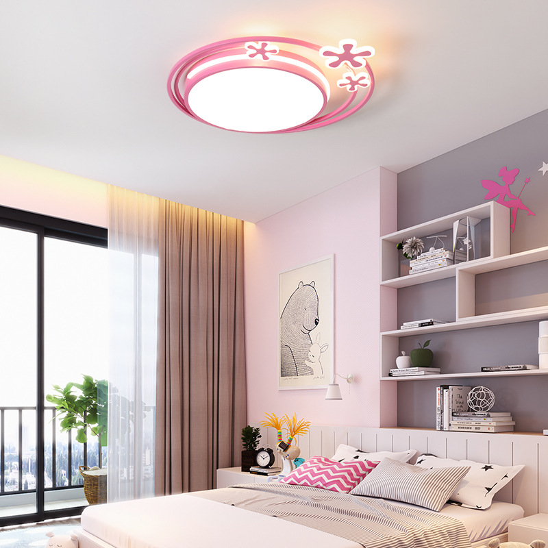 北欧温馨儿童房间卧室灯LED现代简约吸顶灯幼儿粉色女孩公主灯具