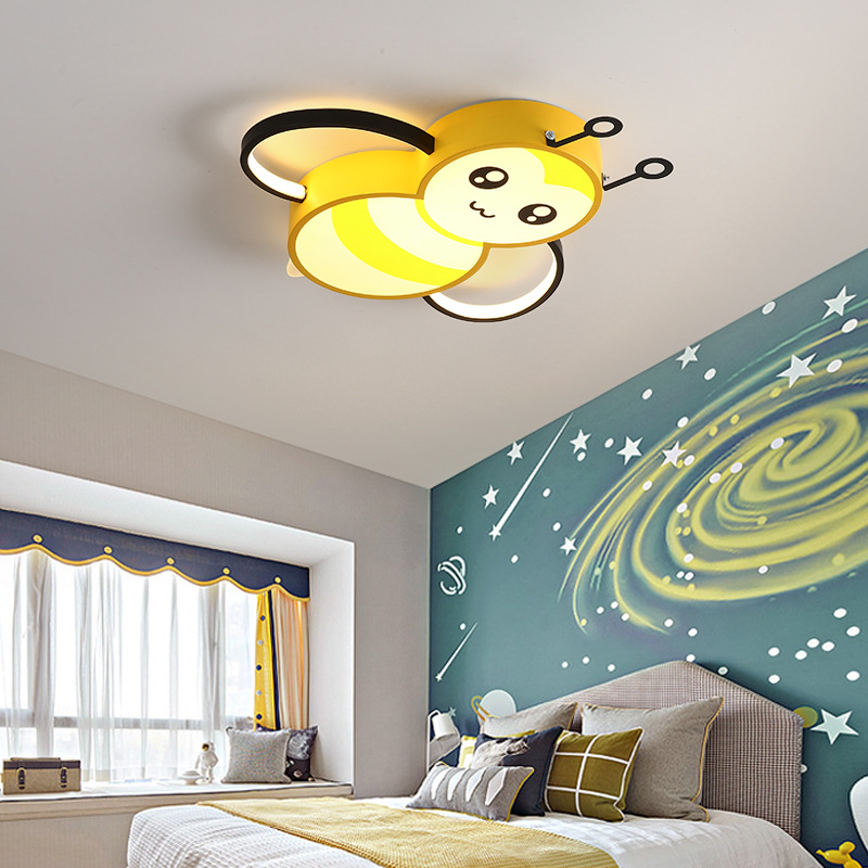 儿童房灯led北欧卧室吸顶灯ins蜜蜂网红创意卡通男孩女孩房间灯具