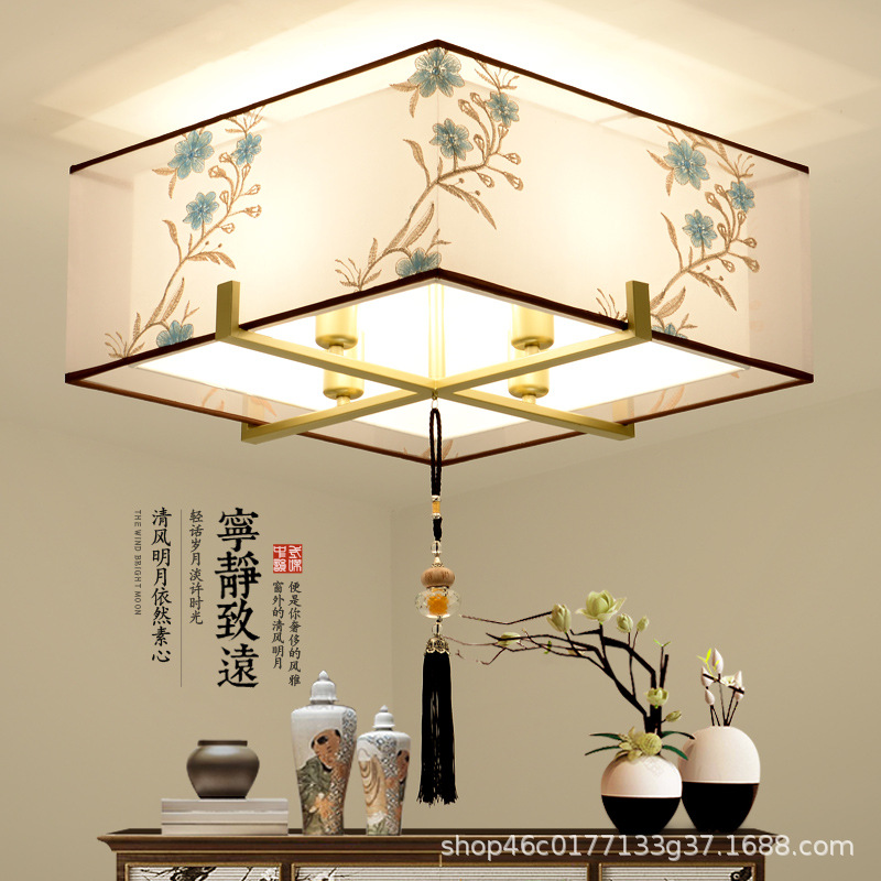 新中式吸顶灯led简约卧室灯具套餐厅中国风长方形中式客厅灯