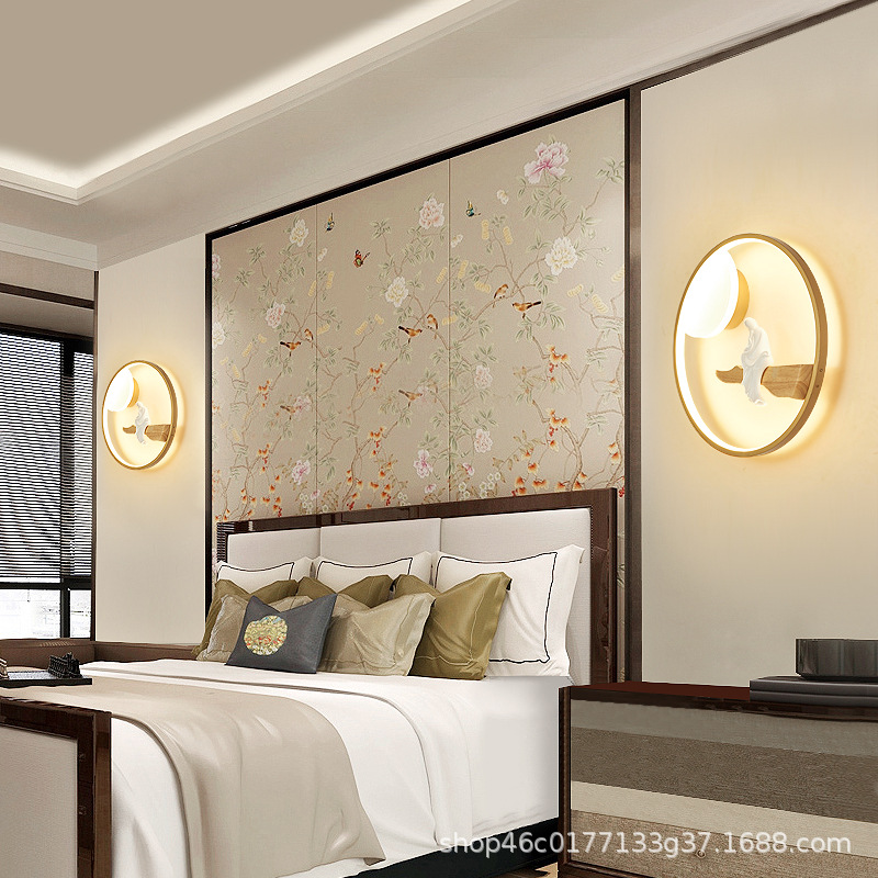 中国风禅意壁灯新中式实木吸顶灯现代简约书房卧室客厅灯具