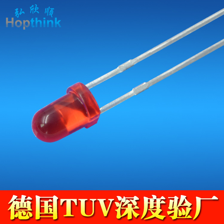 【厂家】 1.8-2.2V 直插式LED灯珠 0.06W f3红发红 3mm红发红短脚