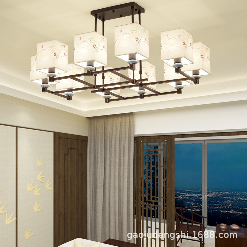 新中式吊灯山水客厅灯简约现代卧室餐厅灯古典中国风全屋灯具套餐