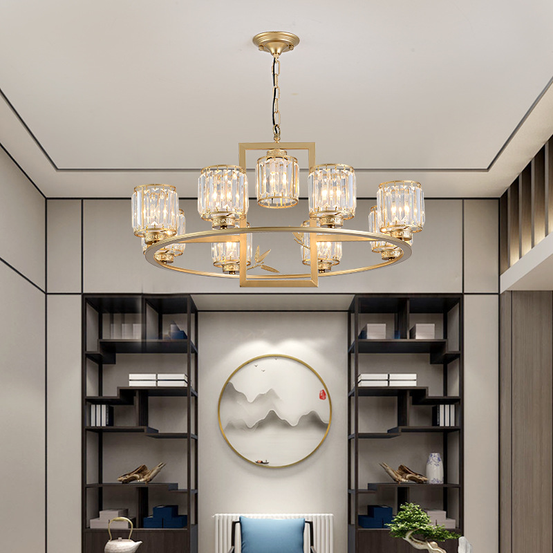 新中式轻奢水晶吊灯家用客厅灯中国风后现代简约创意餐厅卧室灯具