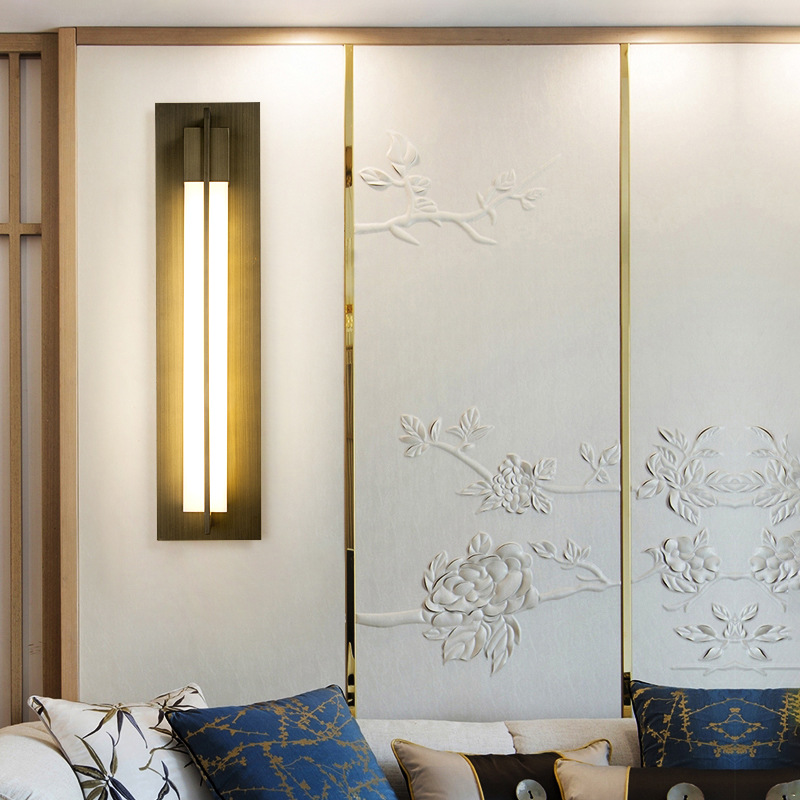 创意新中式壁灯客厅卧室简约背景墙酒店过道墙长方形工程装饰灯具