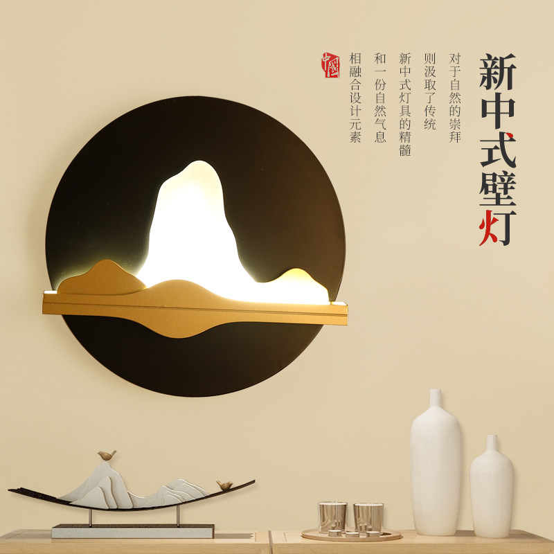 新中式壁灯创意中国风卧室床头灯现代简约走廊楼梯茶室过道装饰灯
