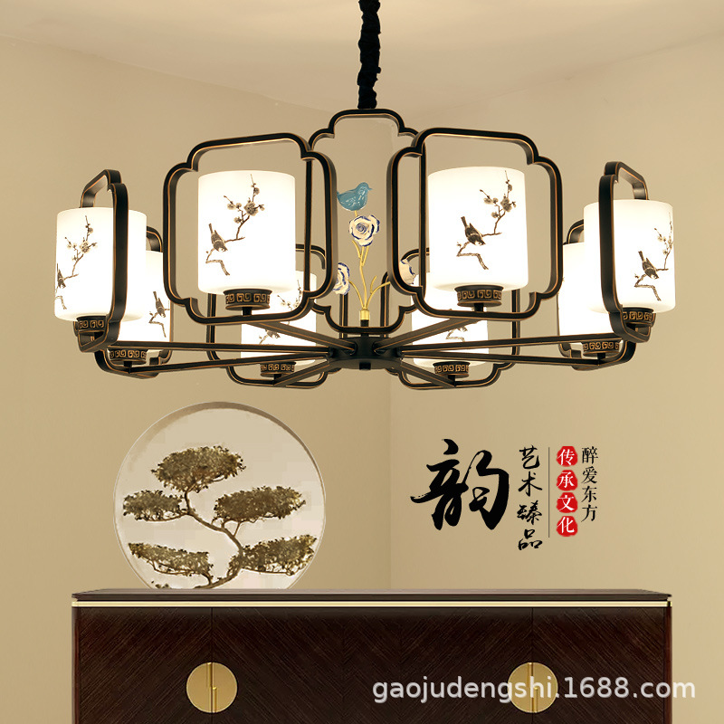 新中式吊灯中国风创意客厅灯具茶楼卧室餐厅大气现代仿古铁艺吊灯