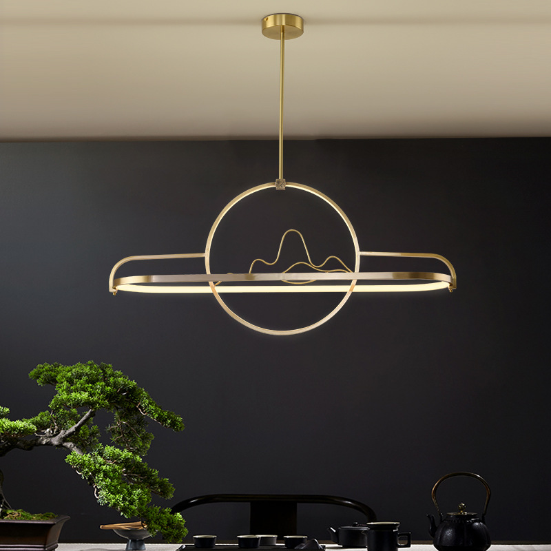 新中式吊灯全铜创意设计师吧台餐厅灯现代简约中国风卧室客厅灯具