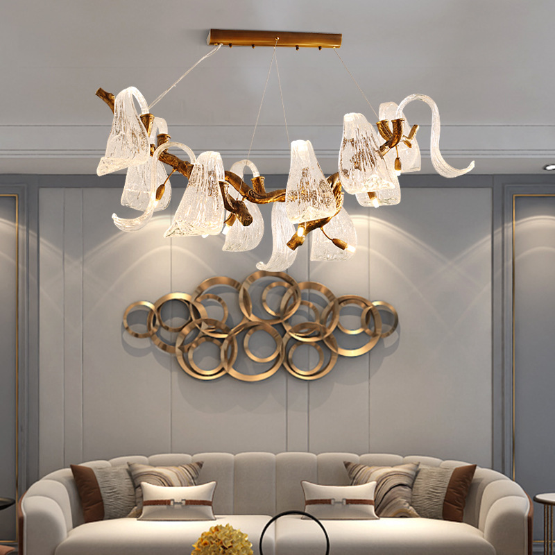 现代简约餐厅吊灯2020年新款创意轻奢全铜树枝茶室设计师艺术灯具
