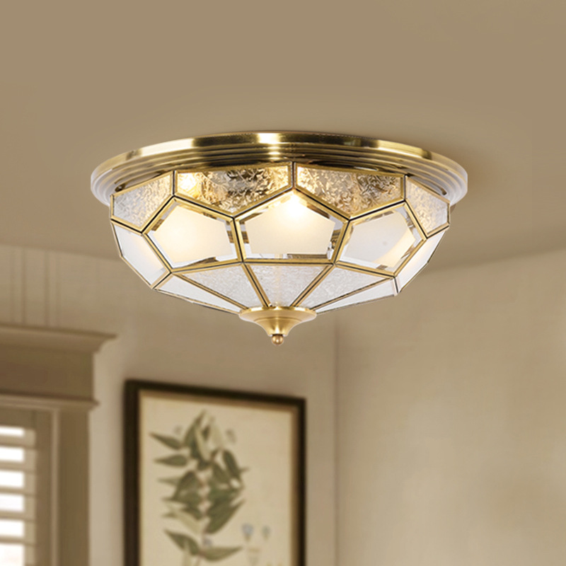 美式全铜吸顶灯简约大气家用厨房led灯具客厅后现代创意卧室灯