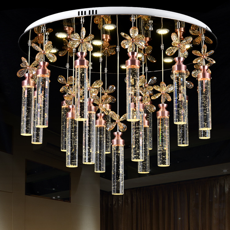 奢华气泡水晶灯圆形客厅灯led水晶柱灯 卧室灯现代简约餐厅吊灯
