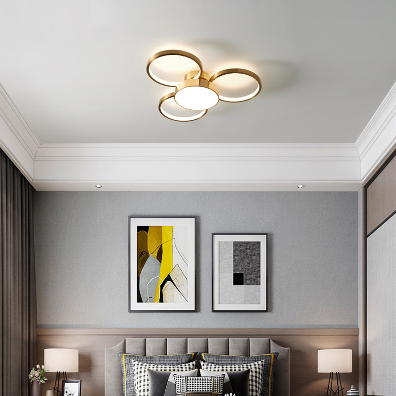 现代简约吸顶灯创意大气北欧灯时尚设计师样板间卧室纯铜LED灯具