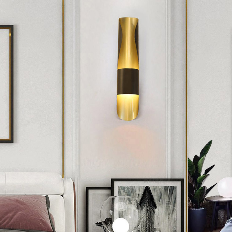 后现代北欧双管铁艺筒壁灯创意个性灯卧室斜口铝筒led斜管壁灯具