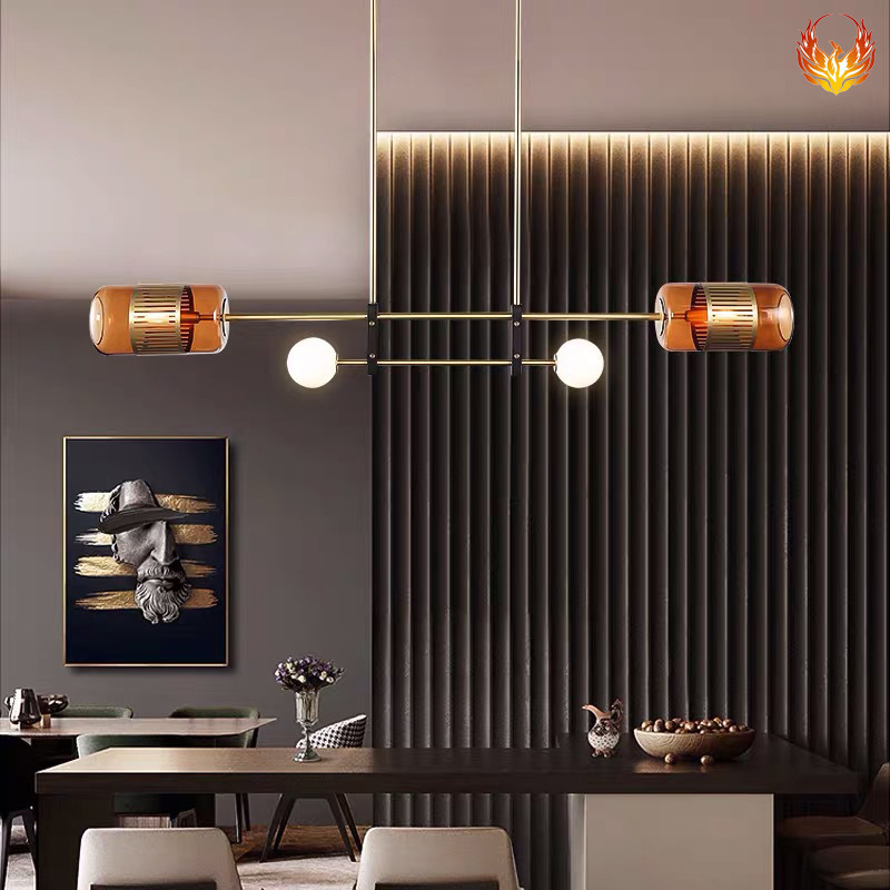 北欧客厅玻璃灯具 简约现代卧室床头灯led餐厅书房创意性全铜吊灯